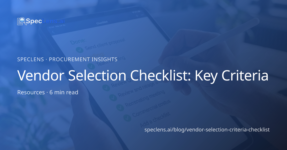 Vendor Selection Checklist: Key Criteria | SpecLens