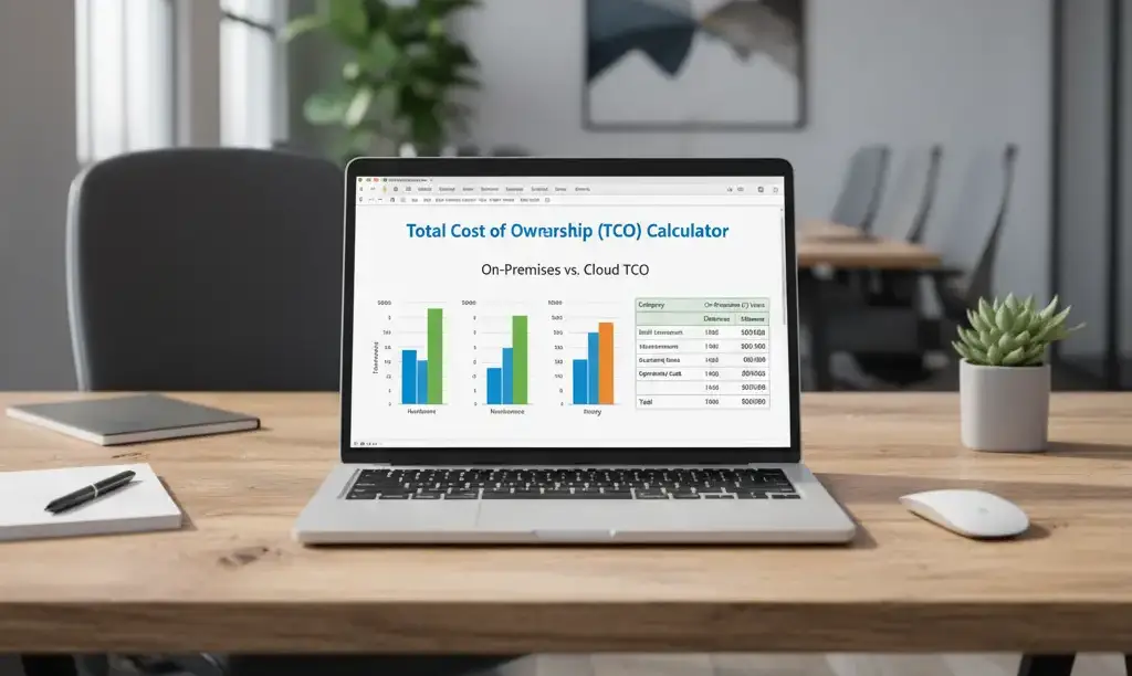 TCO calculator spreadsheet showing lifecycle cost analysis and comparison charts