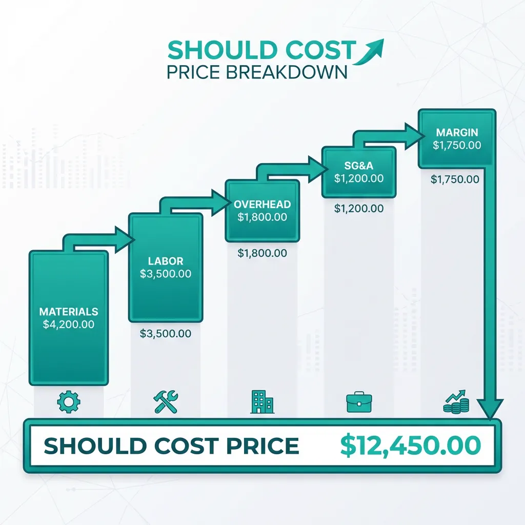 Should-cost analysis breakdown and cost modeling