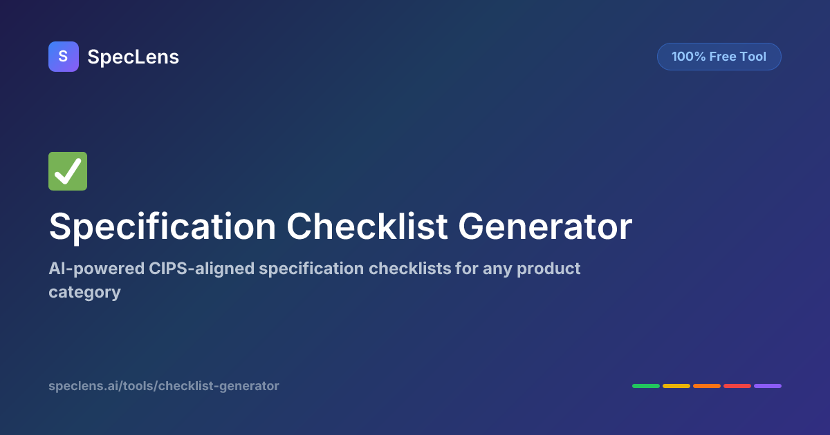 Free Specification Checklist Generator 2026 | AI-Powered | SpecLens